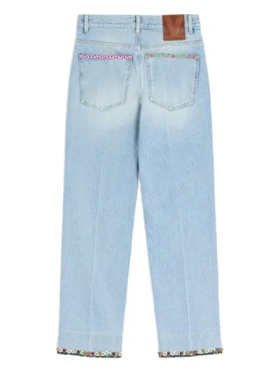Valentino Embroidered Denim Trousers Woman Light Denim 28 In Blue