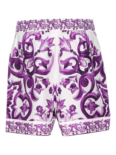 Dolce & Gabbana Majolica Floral Print Elasticized Waist Shorts