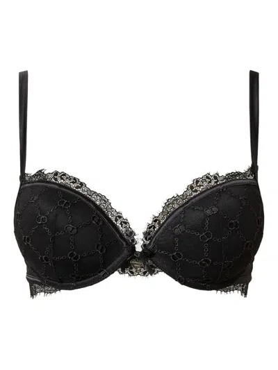 Twinset Soutien-gorge Push-up En Tulle Avec Oval T In Black