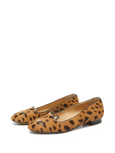 Pre-owned Charlotte Olympia  Kitty Leopard-print Ballet Flats