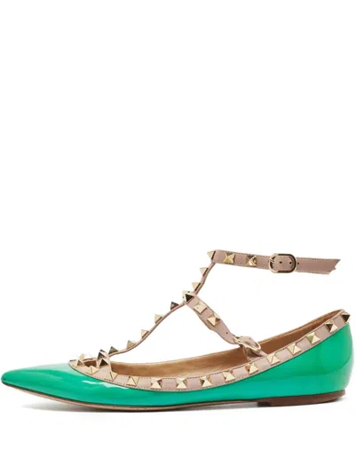 Pre-owned Valentino Garavani Rockstud Ballet Flats