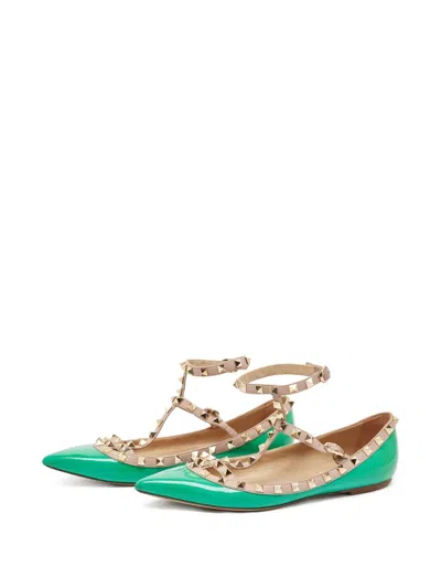 Pre-owned Valentino Garavani Rockstud Ballet Flats