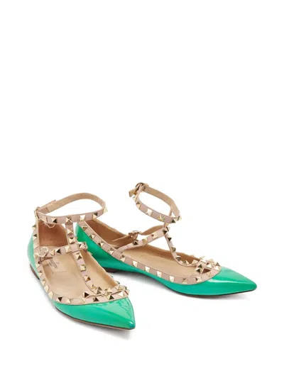 Pre-owned Valentino Garavani Rockstud Ballet Flats