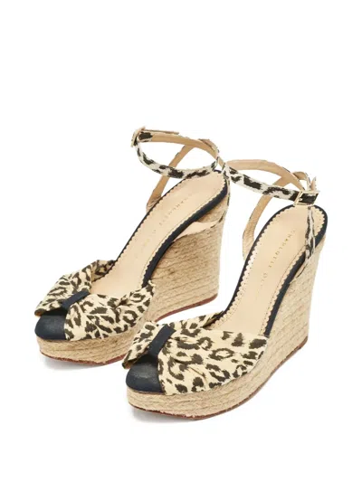 Pre-owned Charlotte Olympia 130mm Leopard-print Wedge Sandals