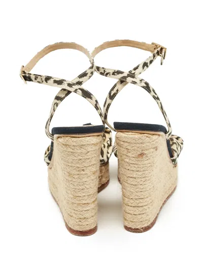 Pre-owned Charlotte Olympia 130mm Leopard-print Wedge Sandals