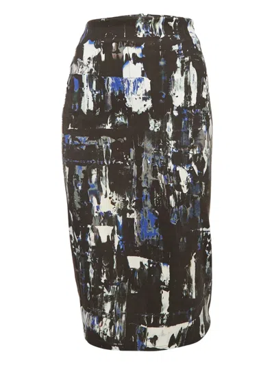 Pre-owned Alexander Mcqueen Abstract-print Midi Skirt
