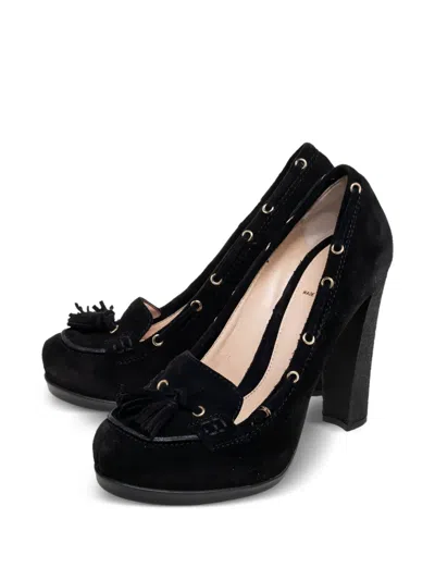 Pre-owned Fendi 100mm Suede Loafer Pumps