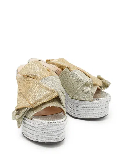 Pre-owned N°21  110mm Metallic-effect Wedge Sandals