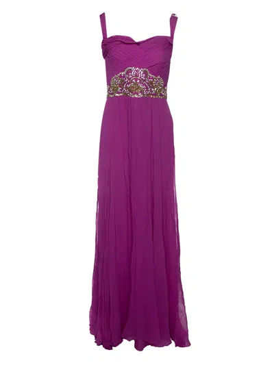 Pre-owned Marchesa Notte  Beaded-waistband Maxi Dress
