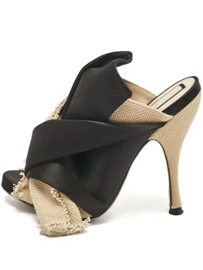 Pre-owned N°21  100mm Frayed Cross-strap Sandals