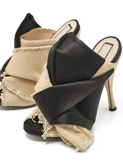 Pre-owned N°21  100mm Frayed Cross-strap Sandals