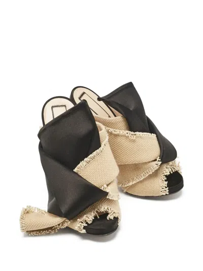 Pre-owned N°21  100mm Frayed Cross-strap Sandals