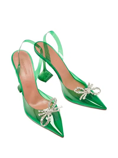Pre-owned Amina Muaddi  100mm Rosie Transparent Slingback Pumps