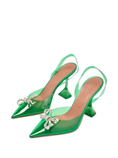 Pre-owned Amina Muaddi  100mm Rosie Transparent Slingback Pumps
