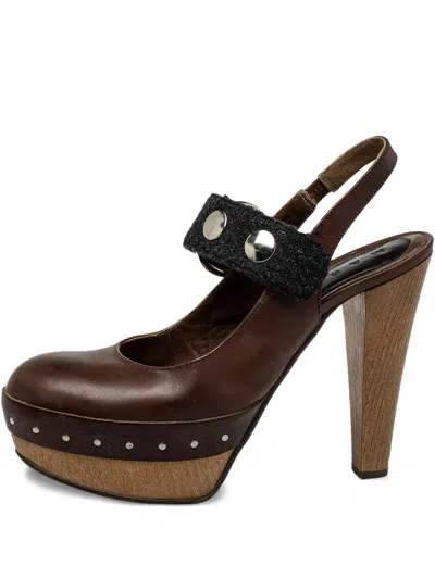 Pre-owned Marni 125mm Platform Slingback Pumps