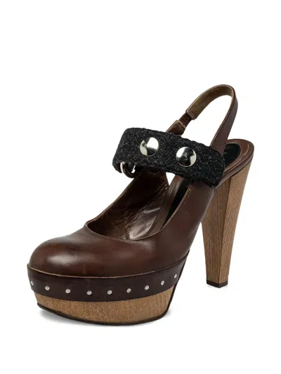 Pre-owned Marni 125mm Platform Slingback Pumps