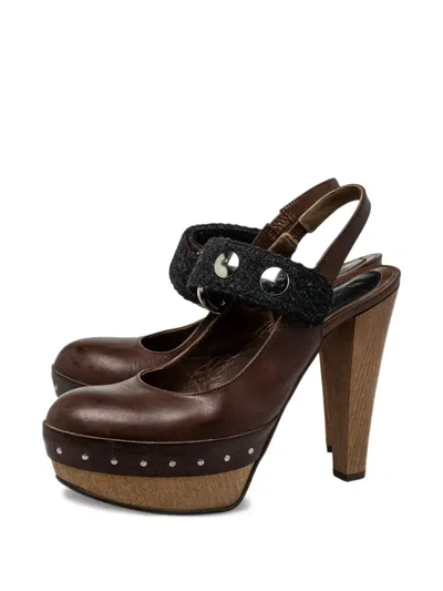 Pre-owned Marni 125mm Platform Slingback Pumps
