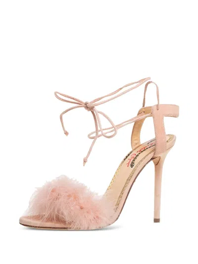 Pre-owned Charlotte Olympia  110mm Salsa Feather-embellished Sandals