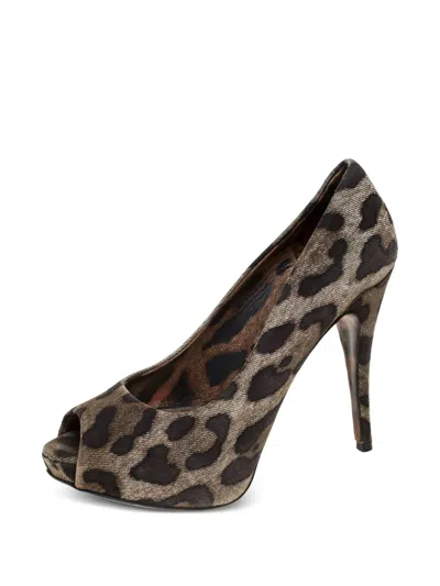 Pre-owned Dolce & Gabbana 115mm Leopard-print Sandals