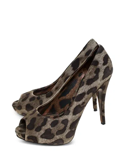 Pre-owned Dolce & Gabbana 115mm Leopard-print Sandals
