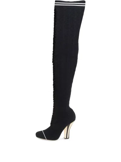 Pre-owned Fendi 115mm Lace-up Thigh-high Boots
