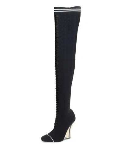 Pre-owned Fendi 115mm Lace-up Thigh-high Boots