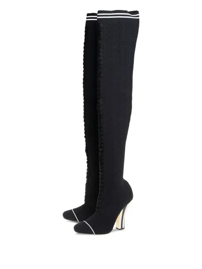 Pre-owned Fendi 115mm Lace-up Thigh-high Boots