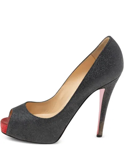 Pre-owned Christian Louboutin 115mm Glitter-embellished Heels