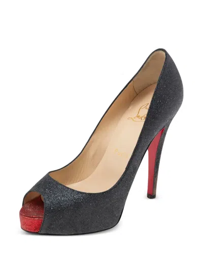 Pre-owned Christian Louboutin 115mm Glitter-embellished Heels