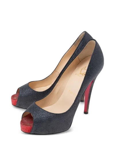 Pre-owned Christian Louboutin 115mm Glitter-embellished Heels