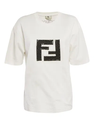Pre-owned Fendi Sequin-embellished Logo T-shirt