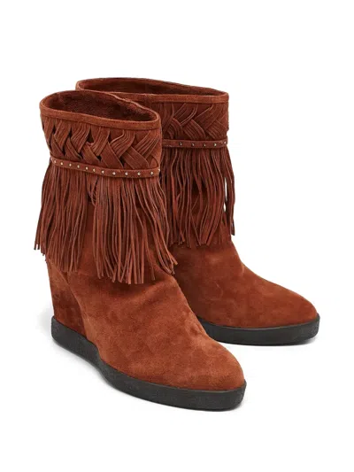Pre-owned Le Silla  110mm Fringed Boots