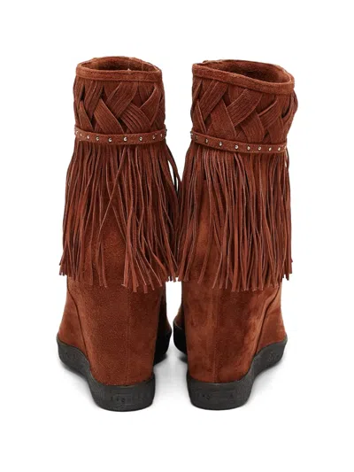 Pre-owned Le Silla  110mm Fringed Boots