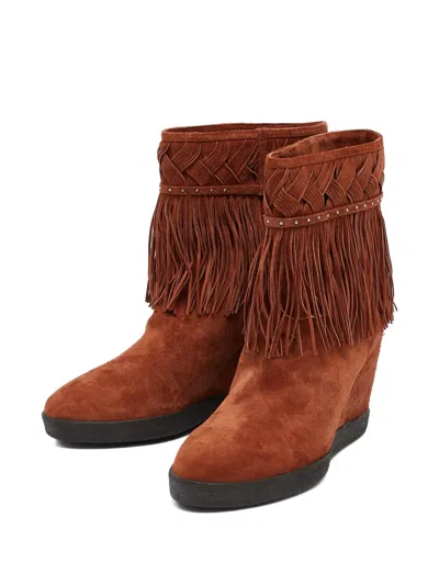Pre-owned Le Silla  110mm Fringed Boots