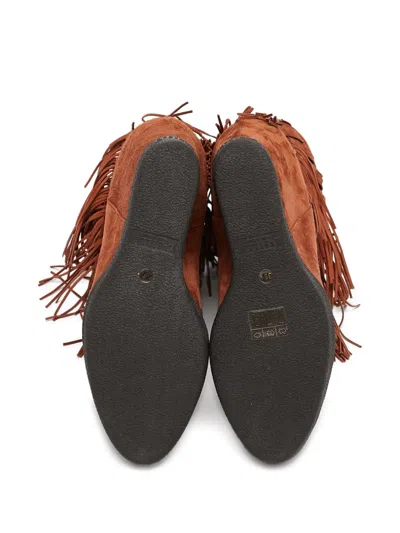 Pre-owned Le Silla  110mm Fringed Boots