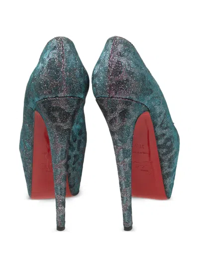 Pre-owned Christian Louboutin 150mm Leopard Print Peep-toe Pumps