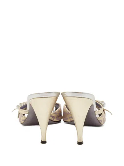 Pre-owned Fendi Bow-embellished Open-toe Mules