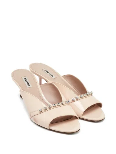 Pre-owned Miu Miu 60mm Crystal-embellished Sandals