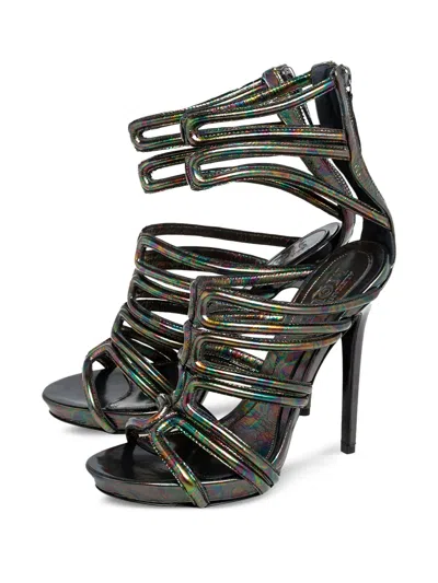 Pre-owned Alexander Mcqueen 130mm Oil Slick Sandals