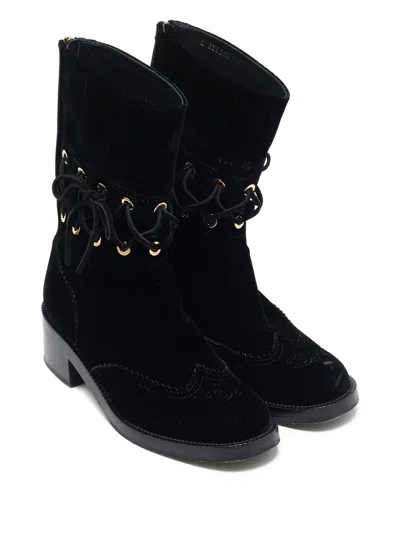 Pre-owned Chanel 50mm Velvet Ankle Boots