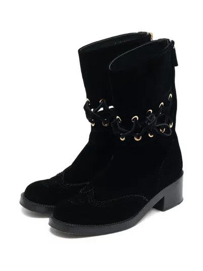 Pre-owned Chanel 50mm Velvet Ankle Boots