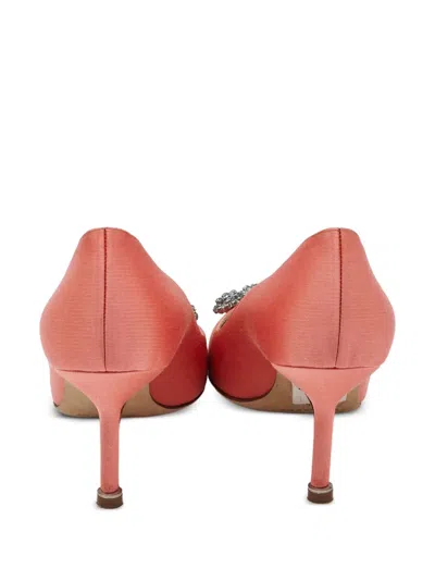 Pre-owned Manolo Blahnik 2024 Crystal Buckle Satin Pumps
