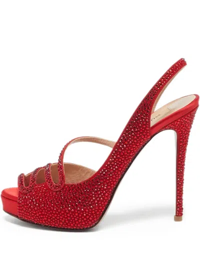 Pre-owned Valentino Garavani Rhinestone-embellished Platform Sandals