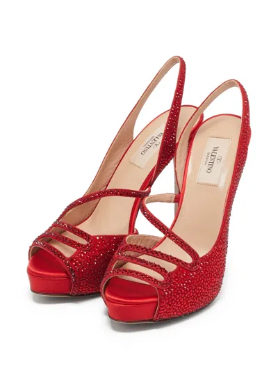 Pre-owned Valentino Garavani Rhinestone-embellished Platform Sandals