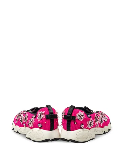 Pre-owned Dior Floral-embroidered Slip-on Trainers