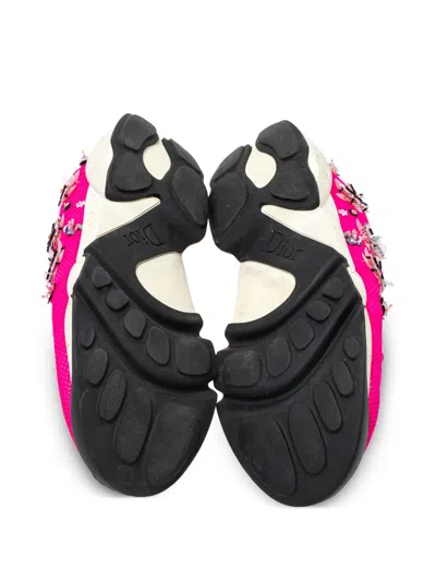Pre-owned Dior Floral-embroidered Slip-on Trainers