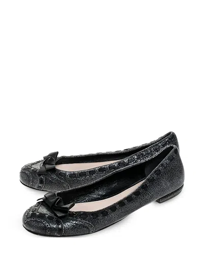 Pre-owned Prada Bow-detailed Ballet Flats
