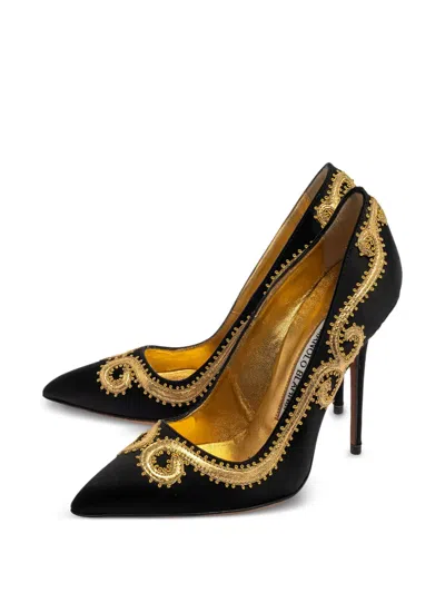 Pre-owned Manolo Blahnik  110mm Embroidered Pointed-toe Pumps