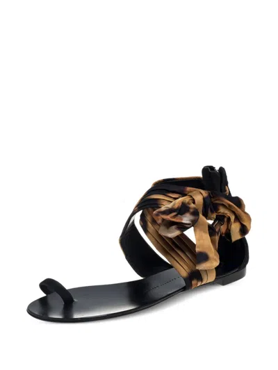 Pre-owned Giuseppe Zanotti Vintage  Leopard-print Knotted Flat Sandals