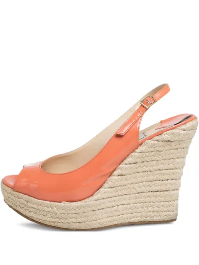 Pre-owned Jimmy Choo Leather Wedge Sandals